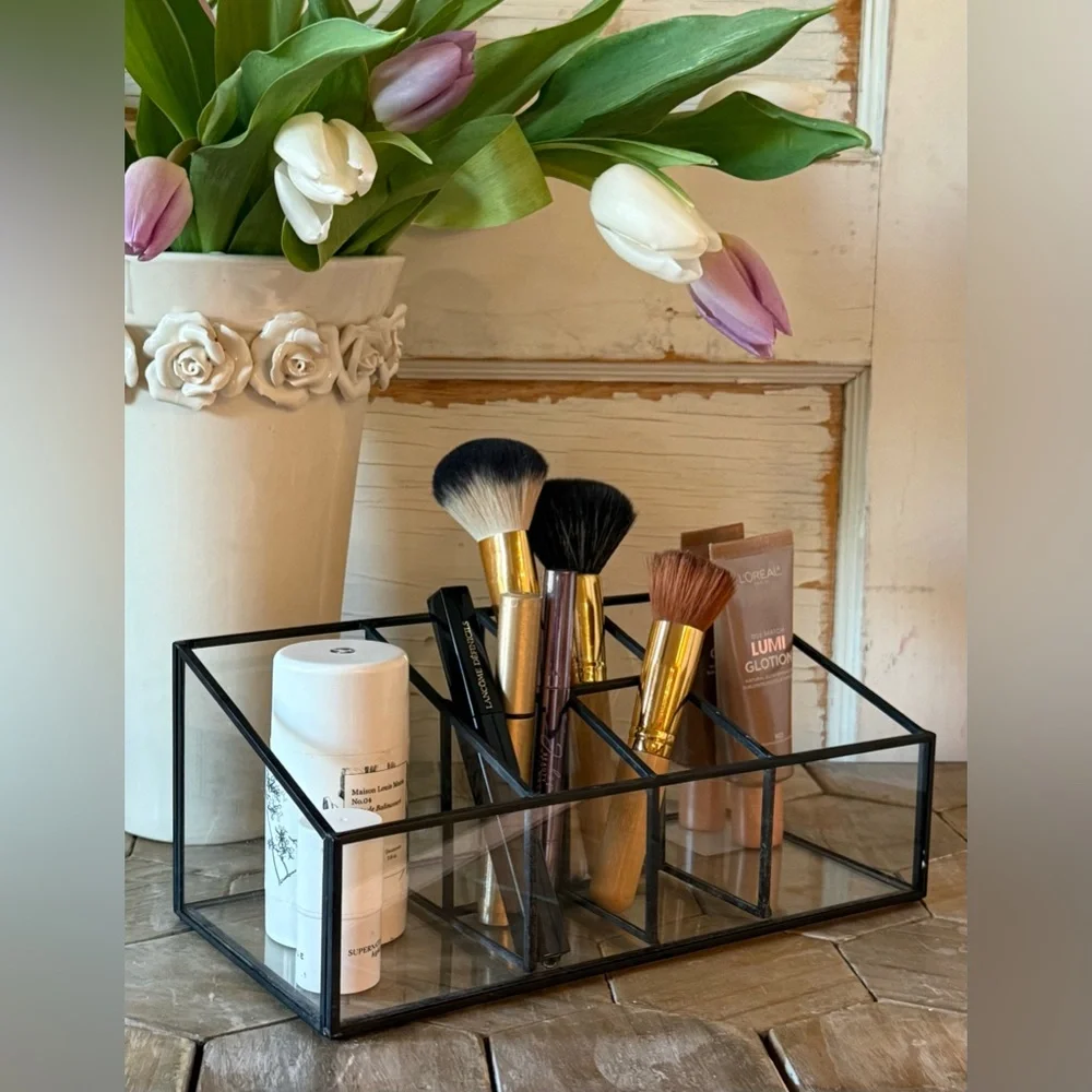 NEW! Threshold Glass & Metal Vanity Organizer